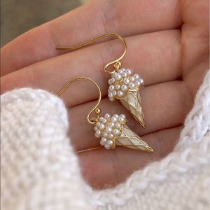 New Harry Style Ice cream Cone Earrings 14k Gold Pearl Earrings Pearl Drops